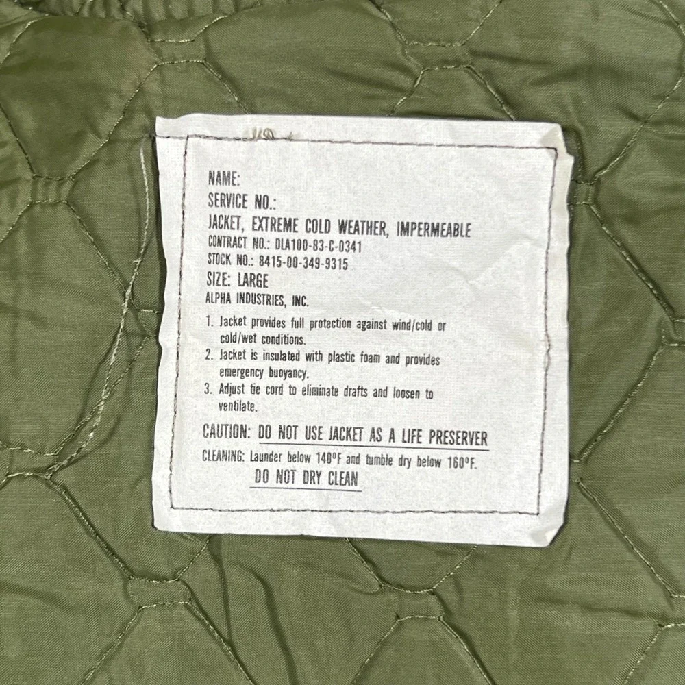 Vintage Alpha Industries Jacket‎ Extreme Cold Weather Impermeable US Military L